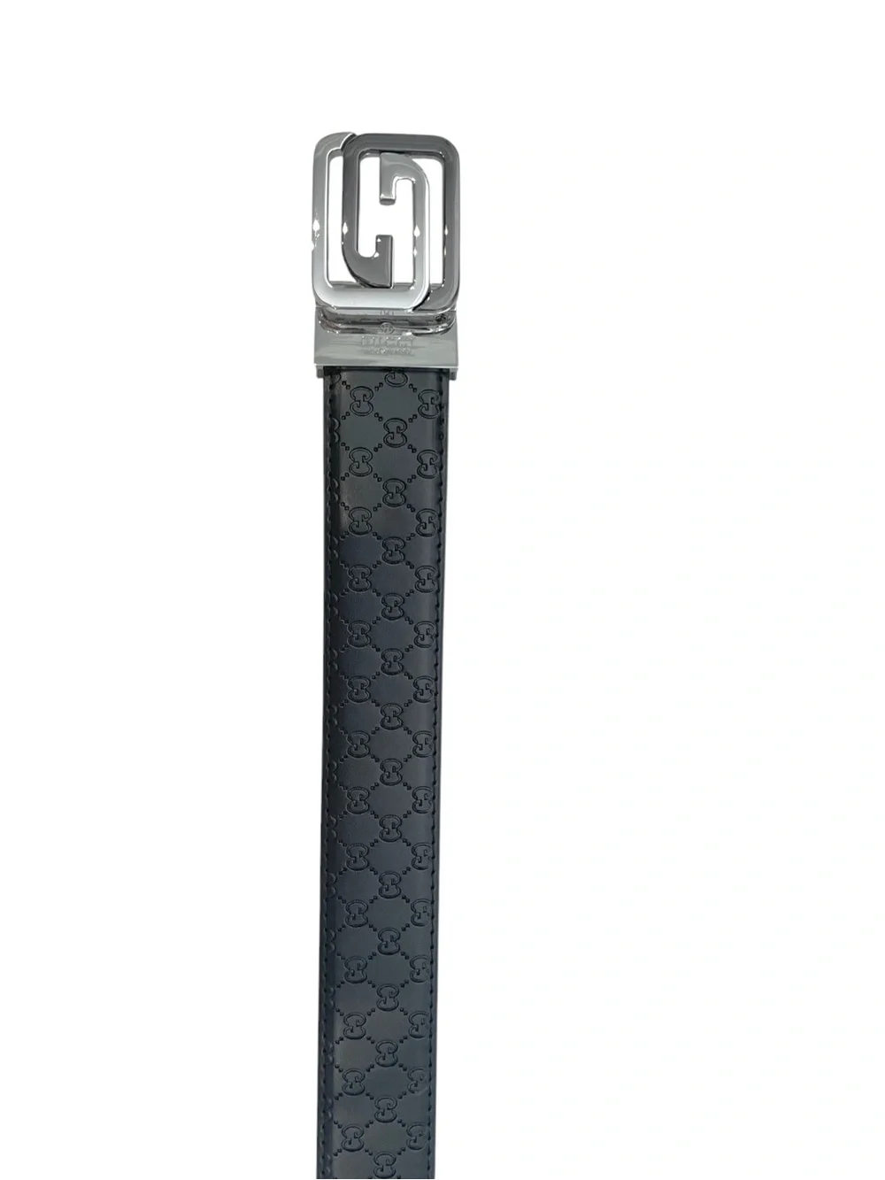 🖤 Men’s Black Monogram Belt — Silver-Tone Buckle 🖤